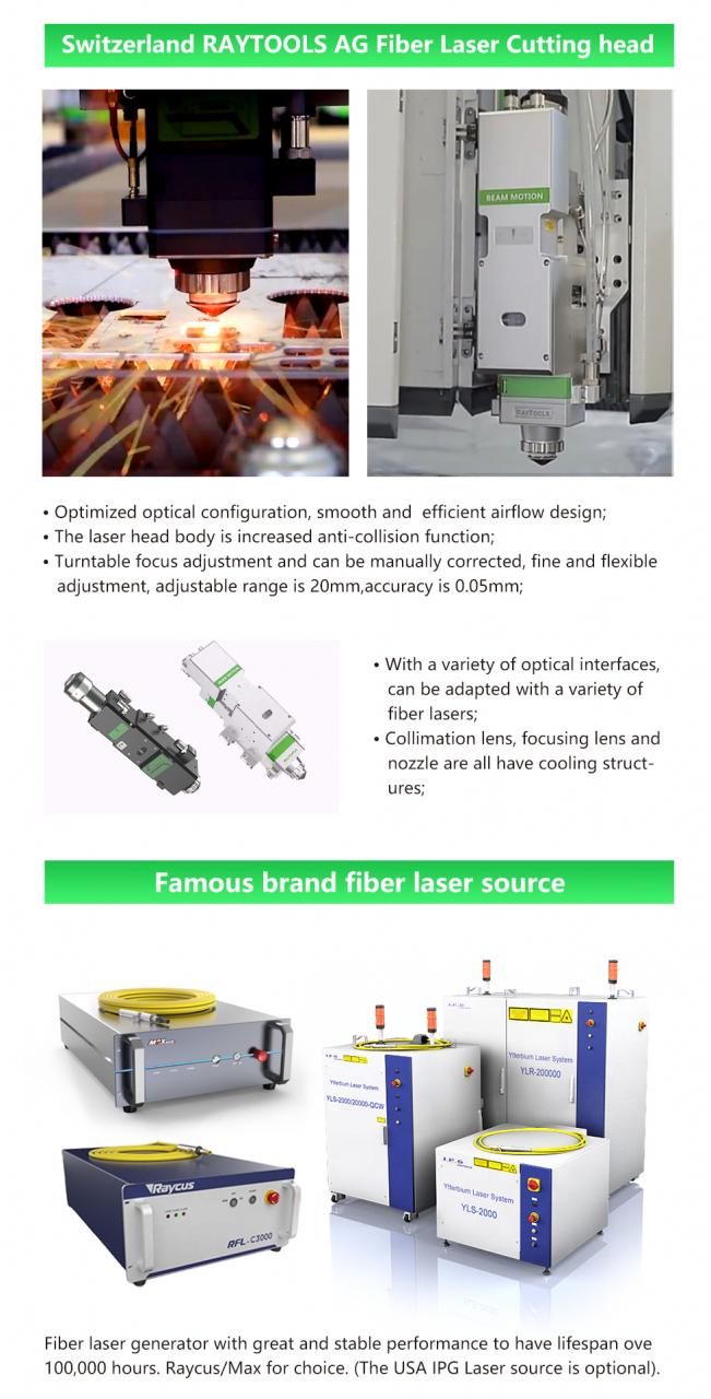 Découpeuse de laser de fibre de commande numérique par ordinateur d'acier inoxydable de métal en aluminium de fer de carbone